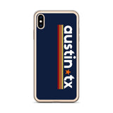 Retro iPhone Phone Case - Austin TX Vintage H-Town HTX TX - Blue