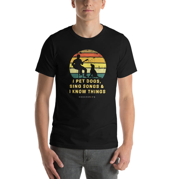 I Know Things - Dogs Funny Vintage Retro Singer Guitar T-Shirt