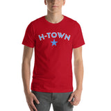 H-Town Red Blue Retro Rockets T-Shirt - Oilers Astros Vintage Houston HTX HOU